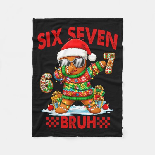 67 Kerstmis 6 7 Meme Peperkoekman Kerst Pyjama Fleece Deken (Voorkant)