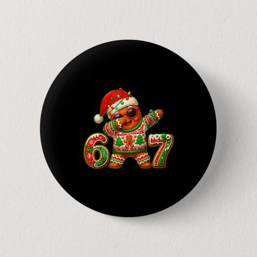 67 Kerstmis 6 7 Meme Peperkoekman Kerst Pyjama Ronde Button 5,7 Cm (Voorkant)