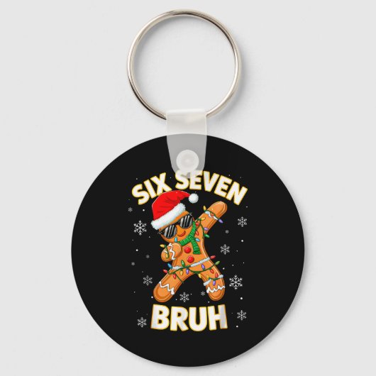 67 Kerstmis 6 7 Meme Peperkoekman Kerstmis Pyjama Sleutelhanger (Voorkant)