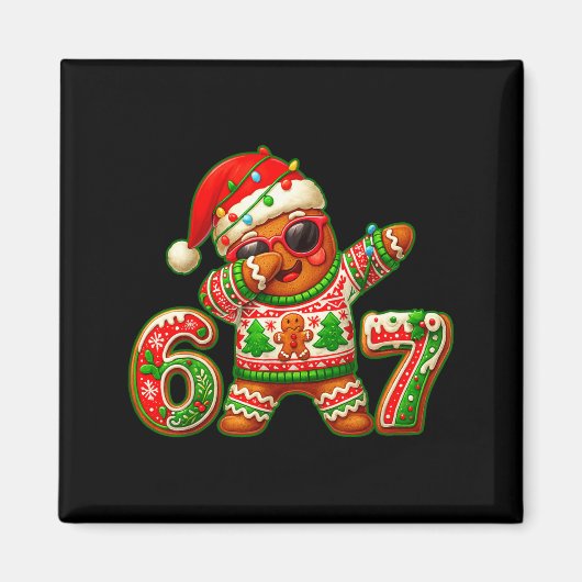 67 Kerstmis 6 7 Meme Pepernootman Kerst Pyjama Magneet (Voorkant)