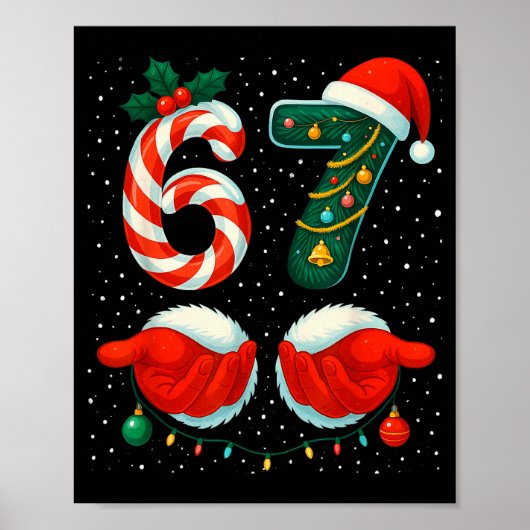 67 Kerstmis 6 7 Meme Pyjama Feestdagen Gen Alpha S Poster (Voorkant)