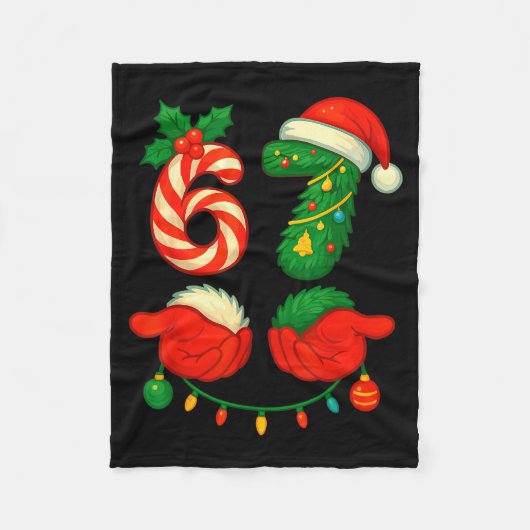 67 Kerstmis 6 7 Meme Pyjama Feestdagen Xmas Fleece Deken (Voorkant)