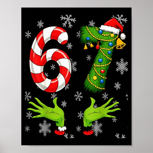 67 Kerstmis 6 7 Meme Pyjama's 67 Bruh Slaang  Poster (Voorkant)
