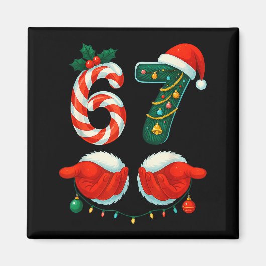 67 Kerstmis 6 7 Meme Pyjama's Vakantie Gen Alpha S Magneet (Voorkant)