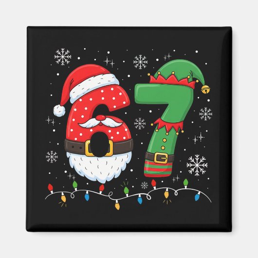 67 Kerstmis 6 7 Meme Pyjama's Vakantie Gen Alpha S Magneet (Voorkant)