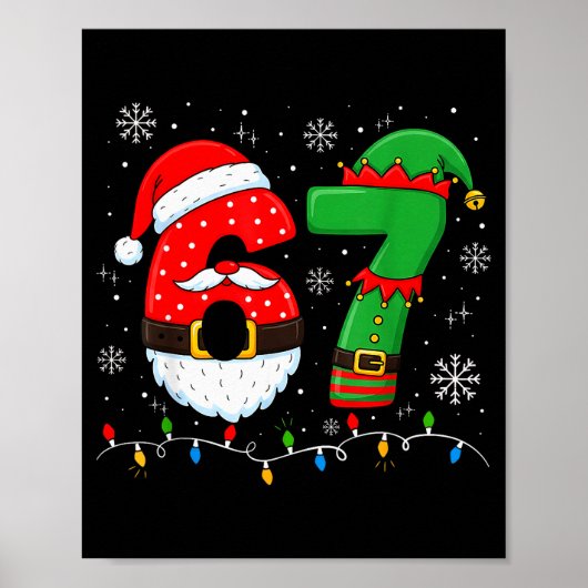 67 Kerstmis 6 7 Meme Pyjama's Vakantie Gen Alpha S Poster (Voorkant)