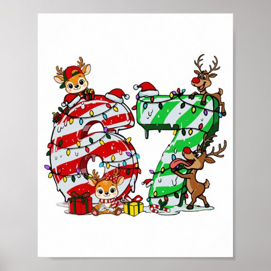 67 Kerstmis 6 7 Meme Pyjama's Vakantie Gen Alpha S Poster (Voorkant)