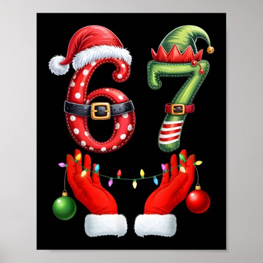 67 Kerstmis 6 7 Meme Pyjama's Vakantie Gen Alpha S Poster (Voorkant)