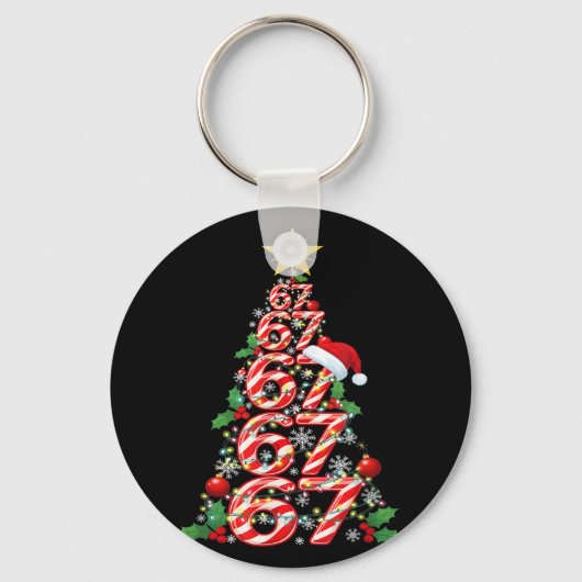67 Kerstmis 6 7 Meme Pyjama's Vakantie Gen Alpha S Sleutelhanger (Voorkant)
