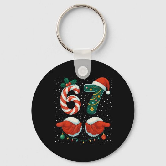 67 Kerstmis 6 7 Meme Pyjama's Vakantie Gen Alpha S Sleutelhanger (Voorkant)