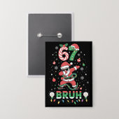 67 Kerstmis Bruh 6 7 Grappige Meme Kerstman Dabbin Button (Voorkant / Achterkant)