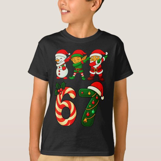 67 Kerstmis Dabbing Kerstman Elf Sneeuwman Grappig T-shirt (Voorkant)