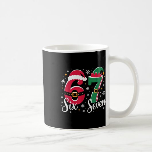 67 Kerstmis Grappig Zes Zeven Meme Ontwerp Koffiemok (Rechts)