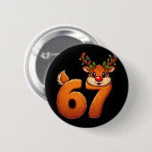67 Kerstmis Grappige Rendier Bruh Meme Pyjama Dame Ronde Button 5,7 Cm (Voorkant /achterkant)