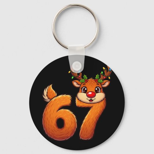 67 Kerstmis Grappige Rendier Bruh Meme Pyjama Dame Sleutelhanger (Voorkant)