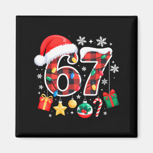 67 Kerstmis Rood Geruit 6 7 Zes Zeven Jongens Kers Magneet