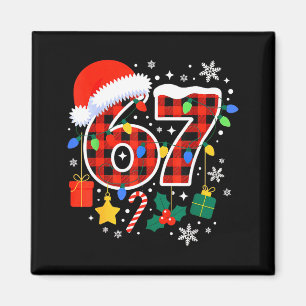 67 Kerstmis Rood Geruit 6 7 Zes Zeven Jongens Magneet