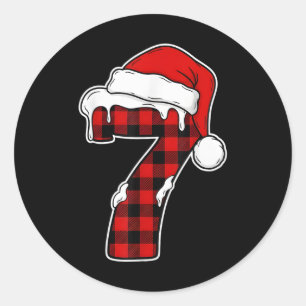 67 Kerstmuts Shirt Zes Zeven Meme 7 Rode Plaid Ronde Sticker