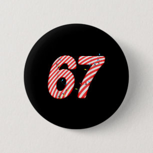67 Kerststok Xmas Zes Zeven Kerstgrap Grappig  Ronde Button 5,7 Cm