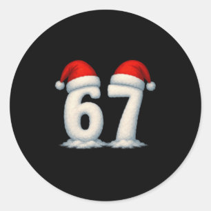 67 Kerstvakantie Sneeuw Nummers 6 7 Meme Gen Alp Ronde Sticker