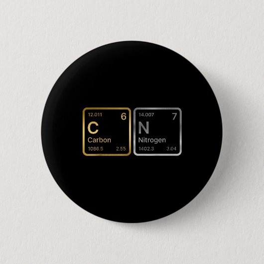 67 Koolstof Stikstof Wetenschap Scheikunde Periodi Ronde Button 5,7 Cm (Voorkant)