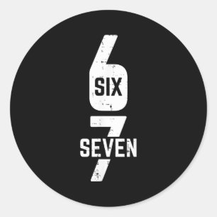 67 Kostuum Zes Zeven Meme Nummer 6 7 Op Het Mannen Ronde Sticker