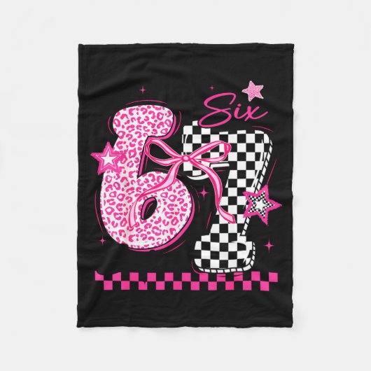 67 Leopard Checkered Funny Six Seven Meme 6-7 Teac Fleece Deken (Voorkant)