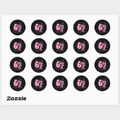 67 Leopard Checkered Funny Six Seven Meme 6-7 Teac Ronde Sticker (Vel)