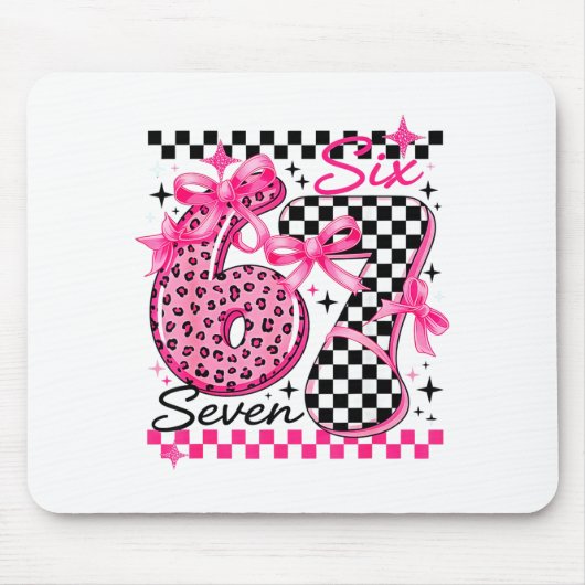 67 Leopard Checkered Six Seven Meme 6-7 Teachers  Muismat (Voorkant)