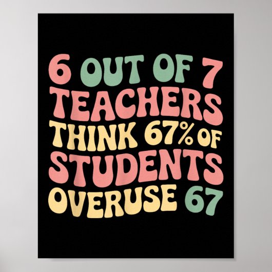 67 Leraar 6 7 Overmatig Zes Zeven Meme Grappig  Poster (Voorkant)