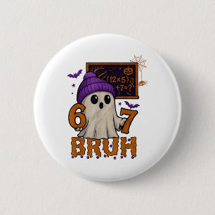 67 Leraar Halloween Geest Zes Zeven Meme Wiskunde  Ronde Button 5,7 Cm