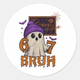 67 Leraar Halloween Geest Zes Zeven Meme Wiskunde  Ronde Sticker