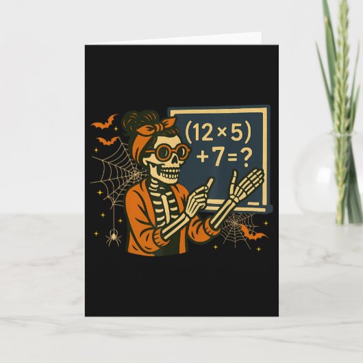 67 Leraar Halloween Skelet Zes Zeven Meme Wiskunde Kaart (Voorkant)