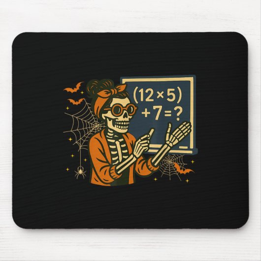 67 Leraar Halloween Skelet Zes Zeven Meme Wiskunde Muismat (Voorkant)