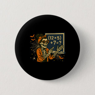 67 Leraar Halloween Skelet Zes Zeven Meme Wiskunde Ronde Button 5,7 Cm