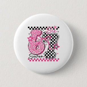 67 Luipaard Geruit Grappig Zes Zeven Meme 6-7 Thee Ronde Button 5,7 Cm