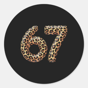67 Luipaard Meme Grappig Zes Zeven Gen Alpha Sla Ronde Sticker