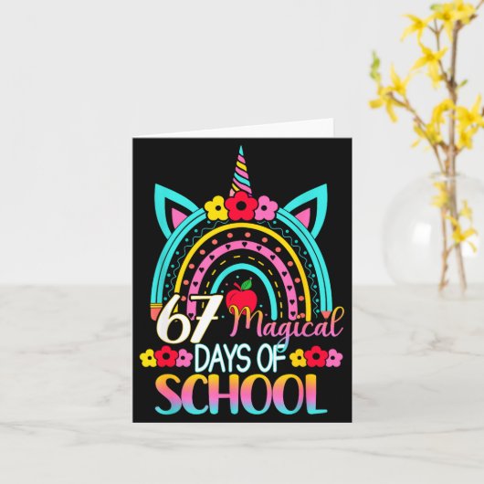 67 Magical Days Of School Meme Funny Student Teach Kaart (Gele Bloem)