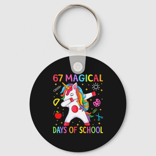 67 Magical Days Of School Unicorn Six Seven Teache Sleutelhanger (Voorkant)