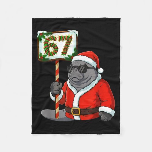 67 Manatee Christmas Six Seven Meme Brainrot Manat Fleece Deken (Voorkant)