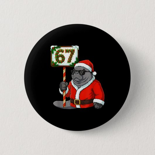 67 Manatee Christmas Six Seven Meme Brainrot Manat Ronde Button 5,7 Cm (Voorkant)
