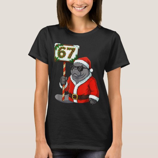 67 Manatee Christmas Six Seven Meme Brainrot Manat T-shirt (Voorkant)