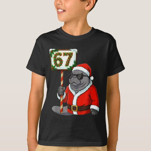 67 Manatee Christmas Six Seven Meme Brainrot Manat T-shirt (Voorkant)