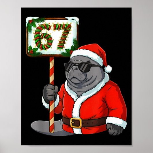 67 Manatee Kerstmis Zes Zeven Meme Brainrot Manat Poster (Voorkant)