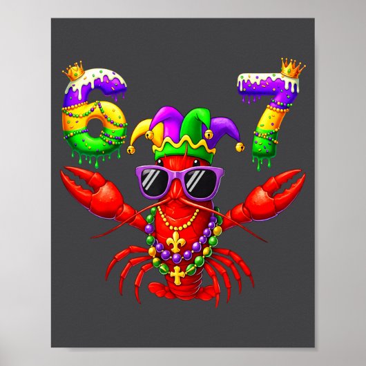 67 Mardi Gras Crawfish Beads Six Seven Carnival Bo Poster (Voorkant)
