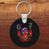 67 Mardi Gras Crawfish Beads Six Seven Carnival Bo Sleutelhanger (Voorkant)