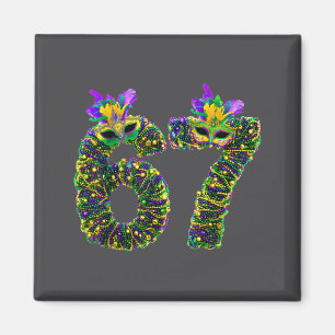 67 Mardi Gras Kralen Masker Zes Zeven Meme 6 7 Car Magneet