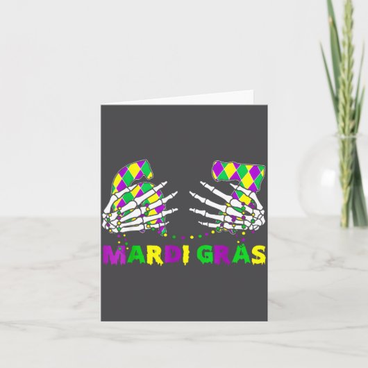 67 Mardi Gras Skeleton Hands Fleur De Lis 6 7 Meme Kaart (Voorkant)