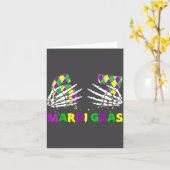 67 Mardi Gras Skeleton Hands Fleur De Lis 6 7 Meme Kaart (Gele Bloem)