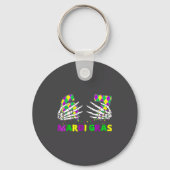 67 Mardi Gras Skeleton Hands Fleur De Lis 6 7 Meme Sleutelhanger (Voorkant)